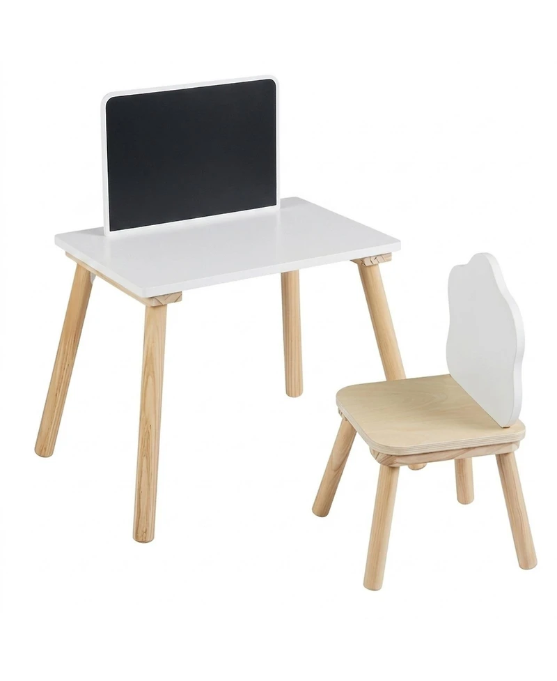 Sugift Kids Weaning Table and Chair Set with Chalkboard