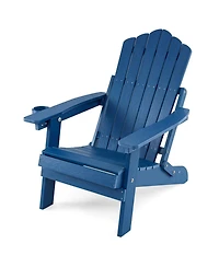 Sugift Folding Adirondack Chair with Cup Holder and 5-Level Adjustable Backrest