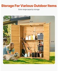 Gouun Cedar Wood Outdoor Storage Shed with Waterproof Roof and Lockable Doors
