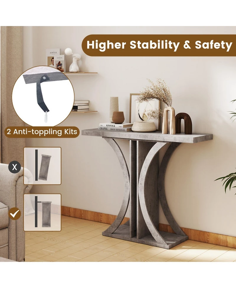 Sugift 39.5 in Rectangular Console Table with Geometric C-Shaped Frame for Entryway