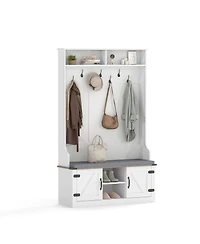 Sugift 4-in-1 68.5in Hall Tree Coat Rack with Cushioned Bench Shoe Storage and 7 Hooks