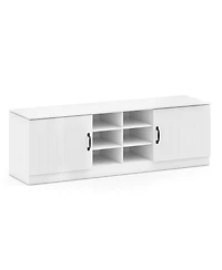 Sugift 2-Door Shoe Bench Storage Cabinet with Adjustable Shelves
