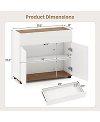 Sugift Wooden Sideboard Buffet Cabinet with Storage Kitchen Cabinet with Drawers and 2 Shelves