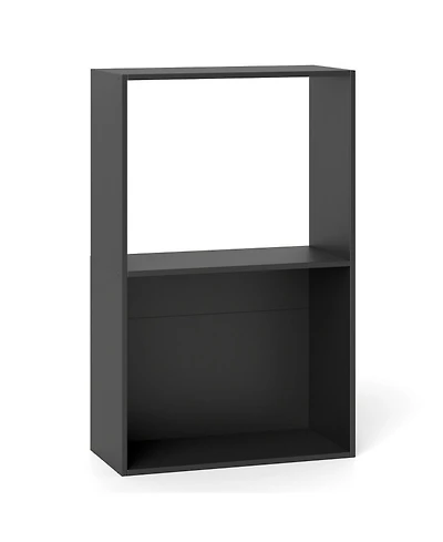 Sugift 3-Tier Freestanding Bookshelf with Open Storage Compartment and Display Shelf