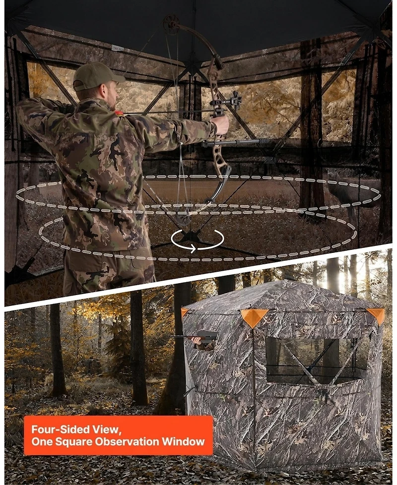 Hongge Large 84 x 84 in Hunting Ground Blind 288 Degree 5-Side See-Through for 6 to 7 Hunters