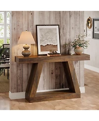 Slickblue 55" Farmhouse Console Table with Storage Shelves