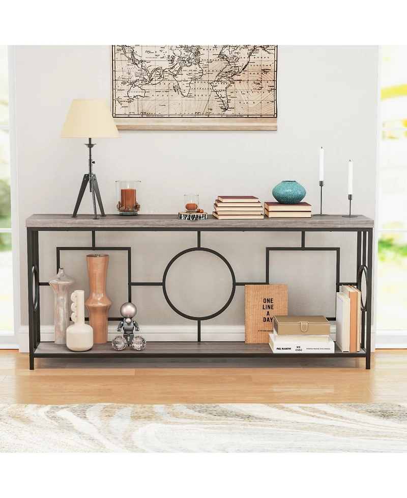 Slickblue Modern 2-Tier Console Table with Storage for Hallway
