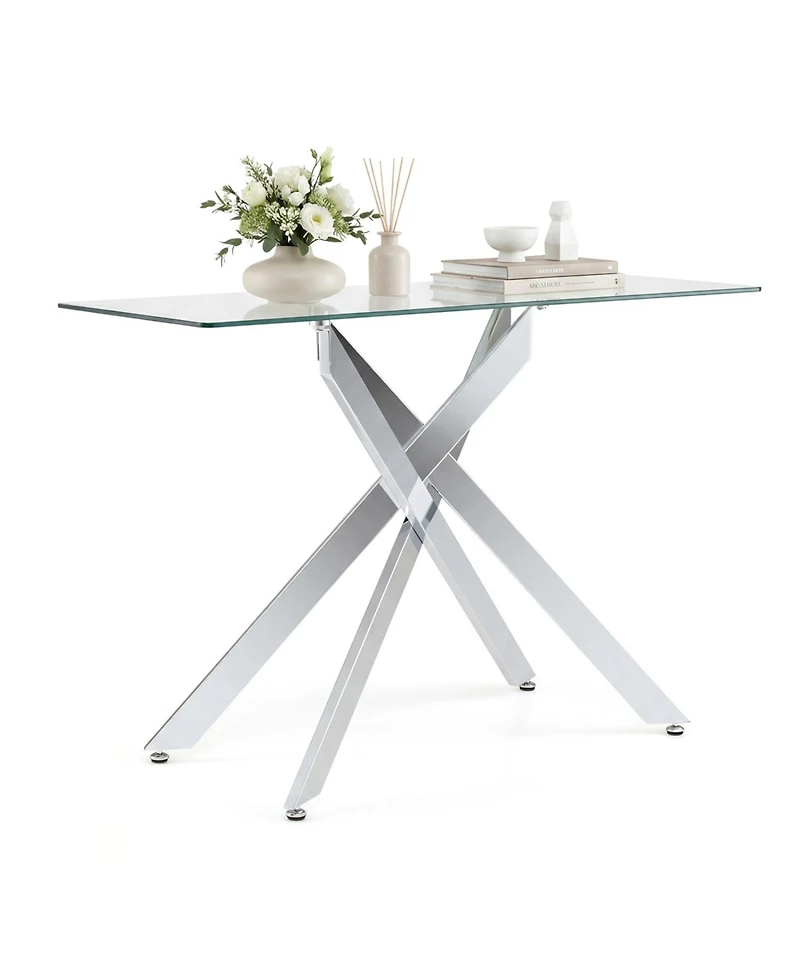 Slickblue Modern Glass Console Table with Clear Tempered Glass Top