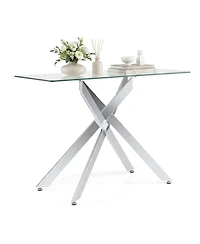 Slickblue Modern Glass Console Table with Clear Tempered Glass Top