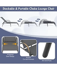 Slickblue Folding Outdoor Lounge Chair with Adjustable Backrest for Patio Relaxing