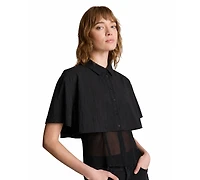 Kenneth Cole Women's Short-Sleeve Cropped Button-Down Shirt
