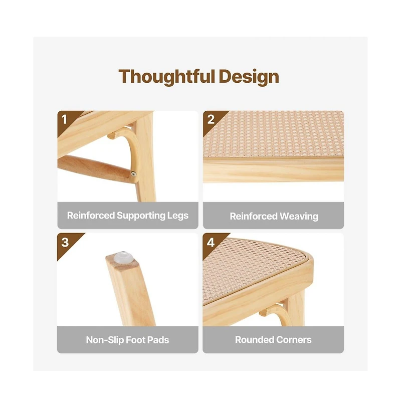 Slickblue Wooden Entryway Bench with Handwoven Rattan Seat and Oak Wood Legs for Bedroom Kitchen