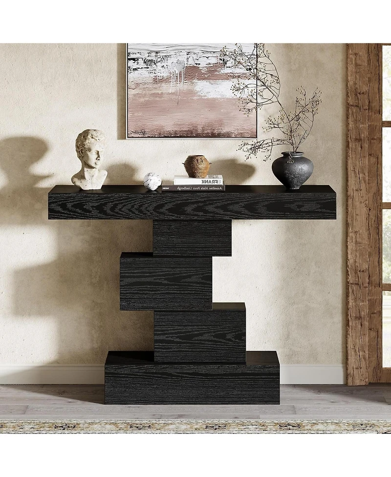 Tribesigns Farmhouse Console Table, 42.5-Inch Narrow Wood Sofa Table Behind Couch, Industrial Entryway Accent