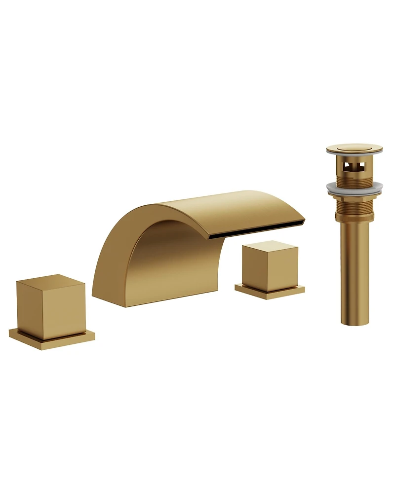 Everstein Widespread Bathroom Faucet 3 Hole, 2-handle Waterfall Sink with Drain Assembly and Overflow
