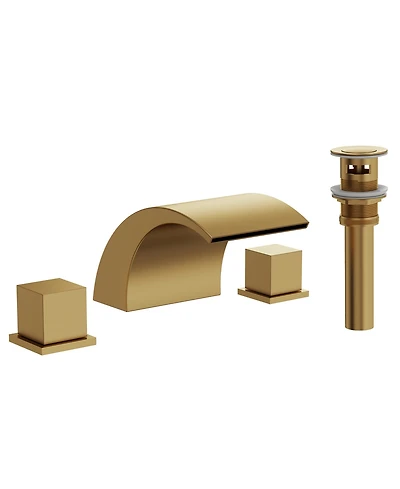 Everstein Widespread Bathroom Faucet 3 Hole, 2-handle Waterfall Sink with Drain Assembly and Overflow