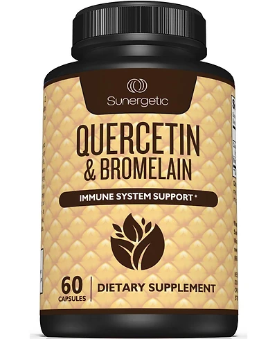 Sunergetic Quercetin and Bromelain Supplement 1,000 Milligram Quercetin Per Serving 60 Capsules