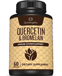 Sunergetic Quercetin and Bromelain Supplement 1,000 Milligram Quercetin Per Serving 60 Capsules