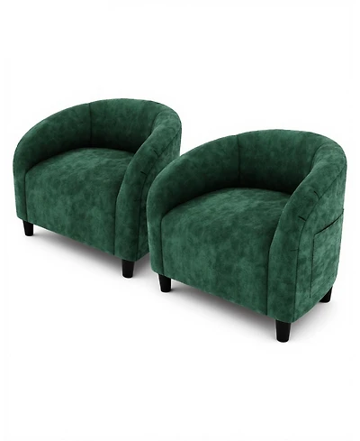 gaomon Set of 2 Modern Accent Barrel Chairs for Living Room, Retro Velvet Club Armchair with Reliable Metal Legs for Bedroom and Reception