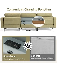 Gouun Modular 94 Inch L-Shape Sectional Sofa Reversible Chaise with Usb Ports
