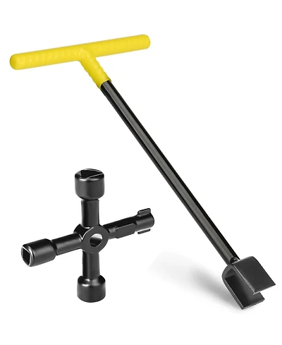 Xdovet Water Meter Key and 4-Way Utility Key T-Handle Valve Shut Off Tool