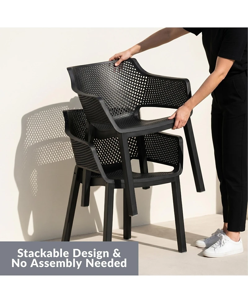 WestinTrends Outdoor Modern Stackable Plastic Resin Patio Dining Armchair (Set of 4)