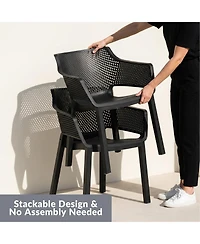 WestinTrends Outdoor Modern Stackable Plastic Resin Patio Dining Armchair (Set of 4)