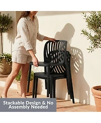 WestinTrends Outdoor Modern Stackable Polypropylene Plastic Patio Bistro Dining Side Chairs (Set of 2)