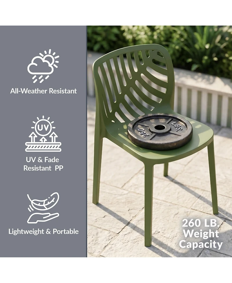 WestinTrends Outdoor Modern Stackable Polypropylene Plastic Patio Bistro Dining Side Chairs (Set of 2)