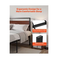Slickblue 14 Inch King Bed Frame with Wooden Headboard and Under Bed Storage