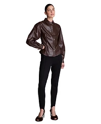 Kenneth Cole Women's Long-Sleeve Snap-Front Point-Collar Blouse