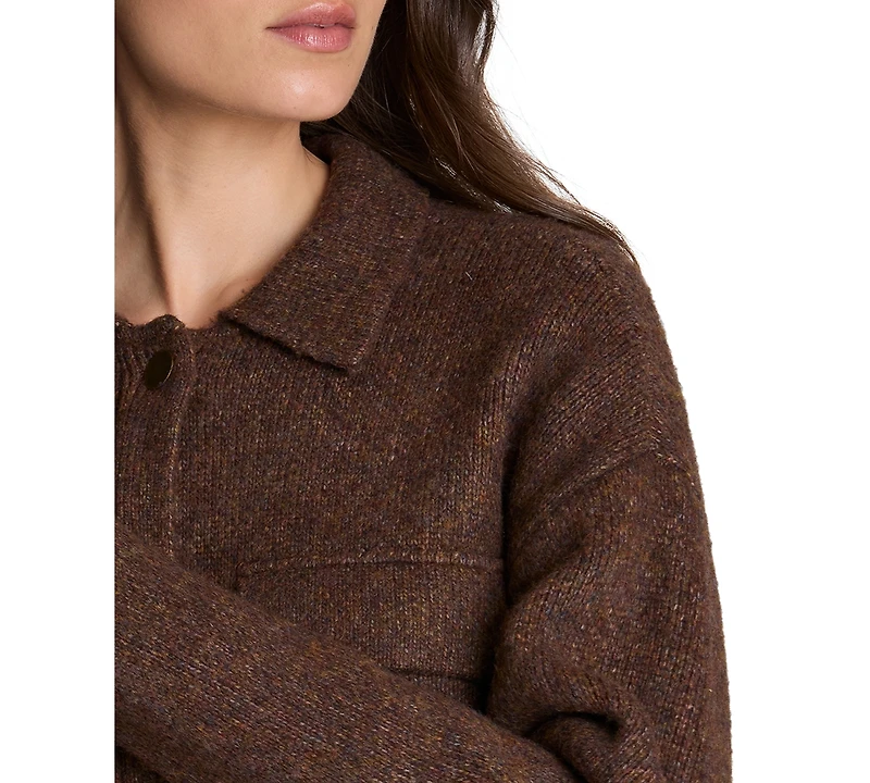 Kenneth Cole Women's Ribbed-Knit Long-Sleeve Utility Jacket