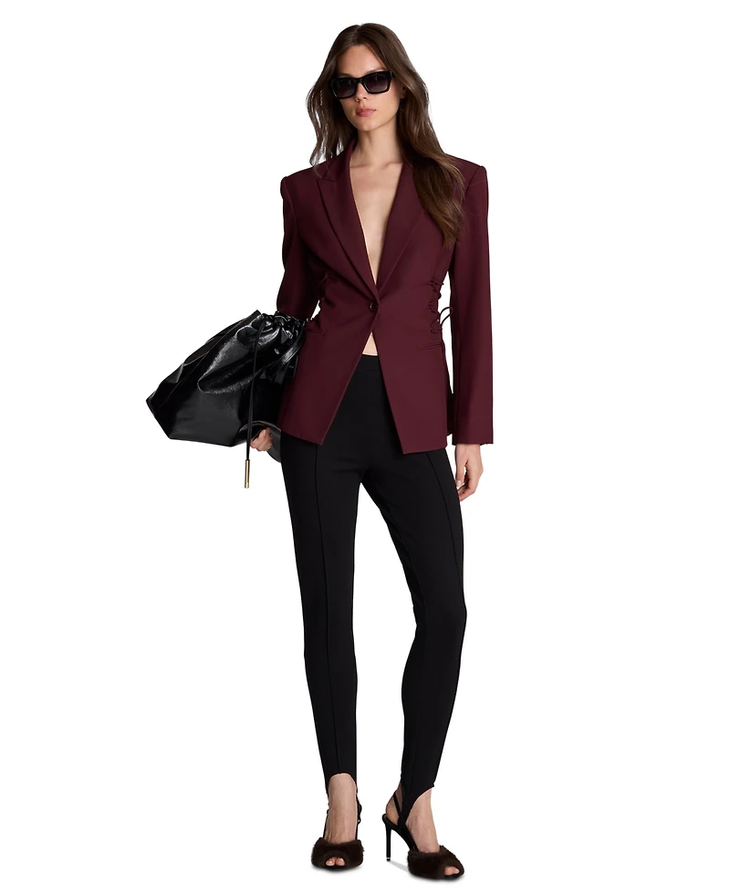 Kenneth Cole Women's Inverted-Pleat Wide-Leg Single Button Lace-Up Blazer