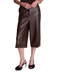 Kenneth Cole Women's High-Waisted Faux-Leather Wide-Leg Shorts, 18" Inseam