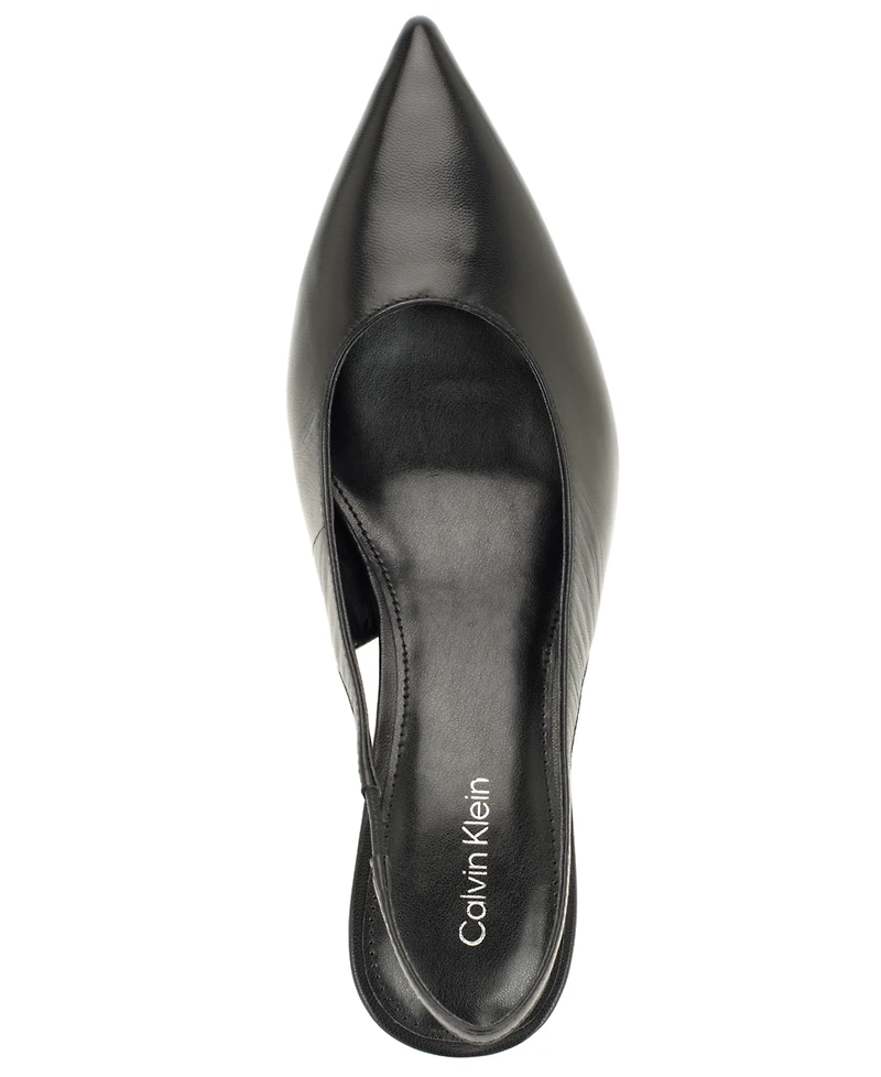 Calvin Klein Women's Biancya Leather Pointed Toe Slingback Pumps