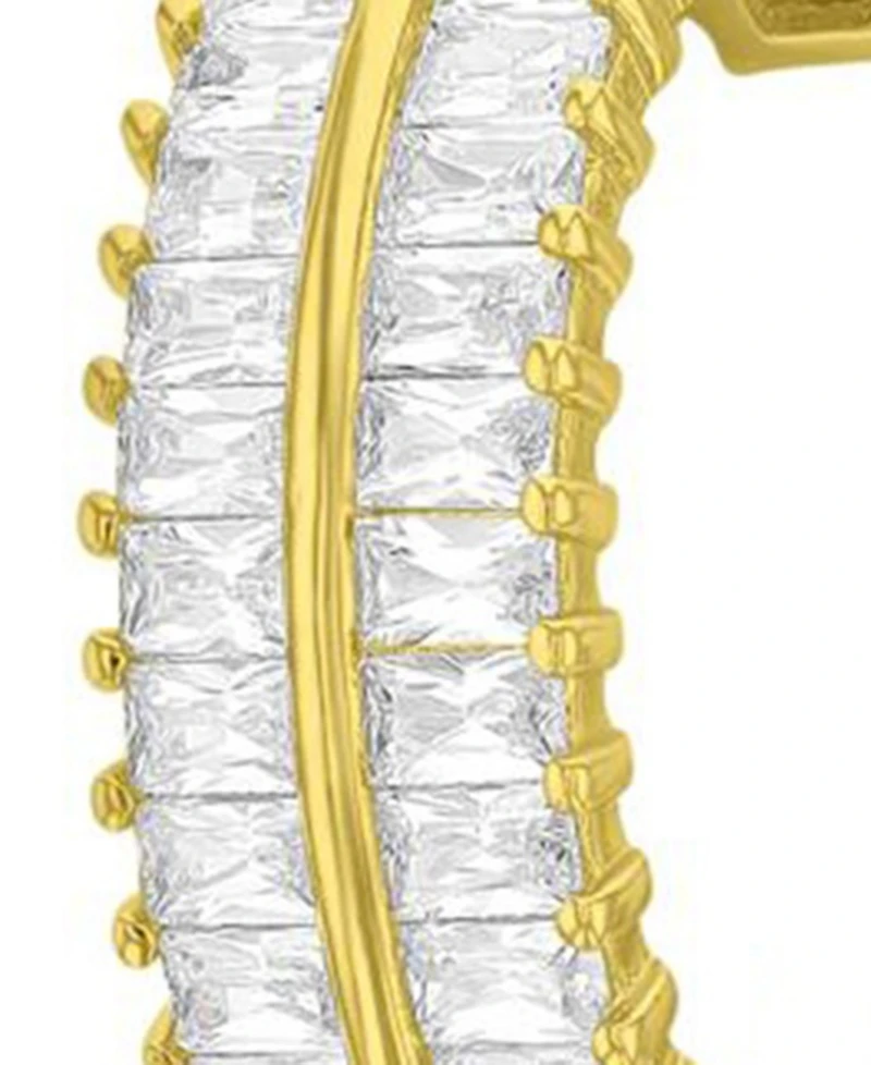 Macy's 14k Gold-Plated Two Row Crystal Hoop Earrings