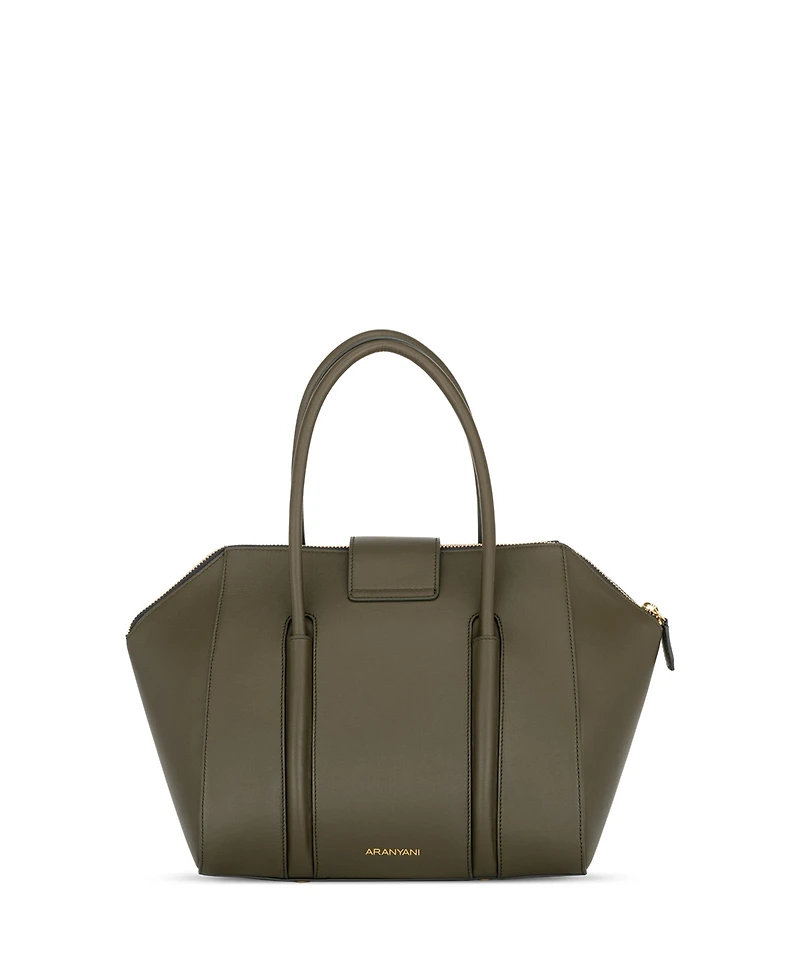 Aranyani La Donna Italian Leather Shoulder Bag with Gold Monogram