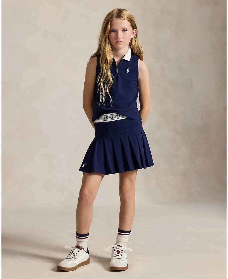 Polo Ralph Lauren Girls' 7-16 Stretch Mesh Boxy Shirt and Skort, 2-Piece Set