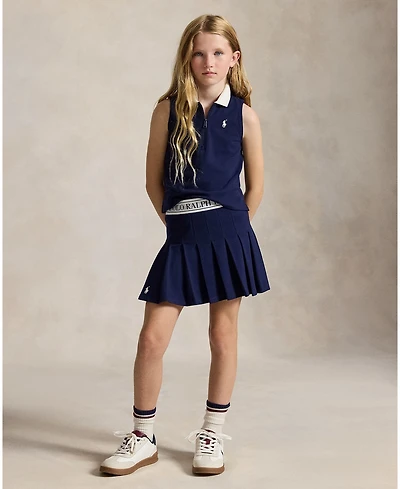 Polo Ralph Lauren Girls' 7-16 Stretch Mesh Boxy Shirt and Skort, 2-Piece Set