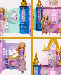 Disney Princess Rapunzel Close & Carry Castle Portable Doll and Five-Play-Area Playset, Ages 3+