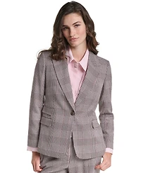 Karl Lagerfeld Paris Petite Woven Plaid Lined Blazer
