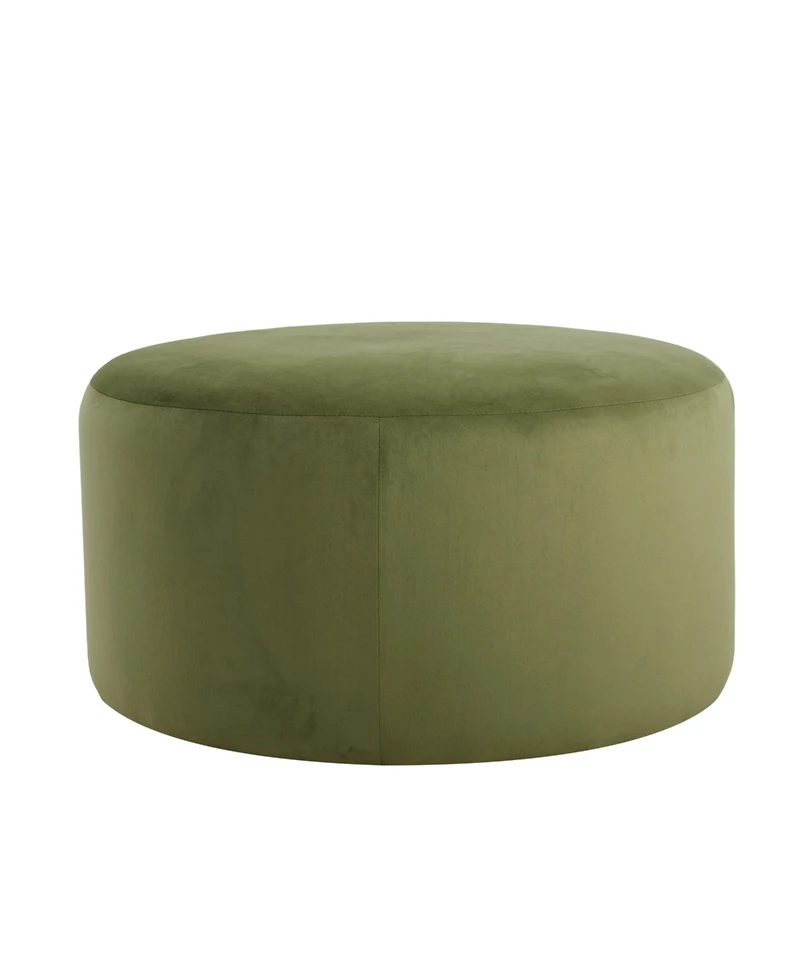 Round Velvet Upholstered Ottoman, Modern Minimalist Design, Versatile as Footrest, Extra Seating or Coffee Table-The Pop Home