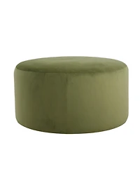 Round Velvet Upholstered Ottoman, Modern Minimalist Design, Versatile as Footrest, Extra Seating or Coffee Table-The Pop Home