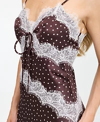Kittenish Women's Mia Crepe-Satin Polka-Dot V-Neck Midi Slip Dress