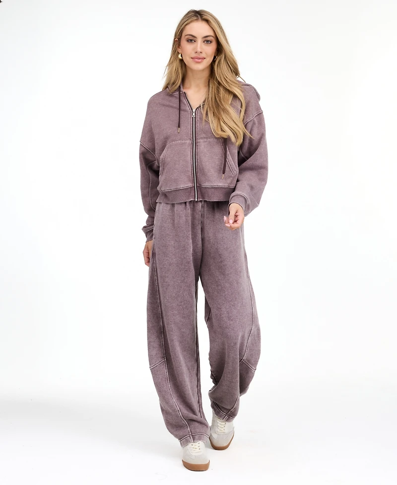 Kittenish Women's Lounge Crop-Zip Cotton-Blend Sweatshirt