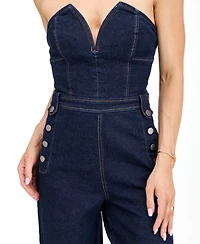 Kittenish Women's Knox Denim High-Waist Wide-Leg Jumpsuit
