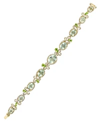 Lali Jewels Green Amethyst (4/5 ct .t.w.), Peridot (9/10 ct. t.w.) & Diamond (8/10 ct. t.w.) Bracelet in 14k Yellow Gold