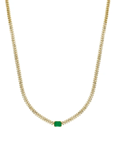 Lali Jewels Emerald (0.81 ct. t.w.) & Diamond (2.042 ct. t.w.) Necklace in 14k Yellow Gold