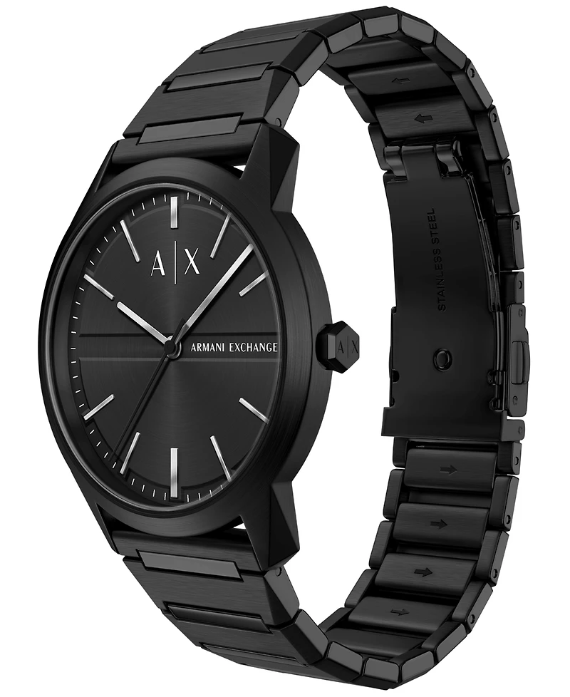 Armani Exchange Men's Quartz Three Hand Black Stainless Steel Watch 42mm