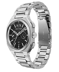 Armani Exchange Men's Quartz Dual Time Silver Stainless Steel Watch 40mm