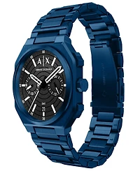 Armani Exchange Men's Quartz Dual Time Blue Stainless Steel Watch 40mm